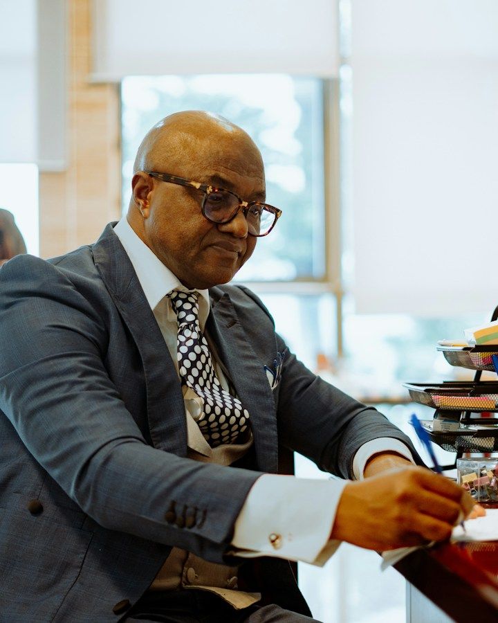 Professional writing at an office desk